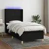 Image de vidaXL Sommier à lattes de lit matelas et LED Noir 100x200 cm Tissu