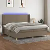 Image de vidaXL Sommier à lattes de lit matelas et LED Taupe 200x200 cm Tissu