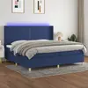 Image de vidaXL Sommier à lattes de lit matelas et LED Bleu 200x200 cm Tissu