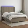 Image de vidaXL Sommier à lattes de lit matelas et LED Taupe 140x190 cm Tissu