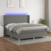 Image de vidaXL Sommier à lattes de lit matelas LED Gris foncé 180x200 cm Tissu