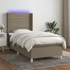 Image de vidaXL Sommier à lattes de lit matelas et LED Taupe 90x200 cm Tissu