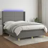 Image de vidaXL Sommier à lattes de lit matelas LED Gris foncé 140x200 cm Tissu