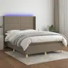 Image de vidaXL Sommier à lattes de lit matelas et LED Taupe 140x200 cm Tissu