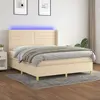 Image de vidaXL Sommier à lattes de lit matelas et LED Crème 160x200 cm Tissu