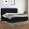 Image de vidaXL Sommier à lattes de lit et matelas et LED Noir 200x200 cm Tissu