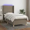 Image de vidaXL Sommier à lattes de lit matelas et LED Taupe 80x200cm Tissu