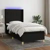 Image de vidaXL Sommier à lattes de lit matelas et LED Noir 90x190 cm Tissu