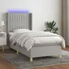 Image de vidaXL Sommier à lattes de lit matelas LED Gris clair 100x200 cm Tissu