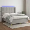 Image de vidaXL Sommier à lattes de lit matelas LED Gris clair 140x190 cm Tissu