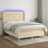 Image de vidaXL Sommier à lattes de lit matelas et LED Crème 140x190 cm Tissu