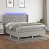Image de vidaXL Sommier à lattes de lit matelas LED Gris clair 160x200 cm Tissu