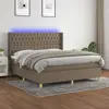 Image de vidaXL Sommier à lattes de lit matelas et LED Taupe 160x200 cm Tissu