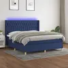 Image de vidaXL Sommier à lattes de lit matelas et LED Bleu 160x200 cm Tissu