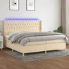 Image de vidaXL Sommier à lattes de lit matelas et LED Crème 200x200 cm Tissu