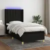 Image de vidaXL Sommier à lattes de lit matelas et LED Noir 80x200cm Tissu