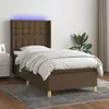 Image de vidaXL Sommier à lattes de lit matelas LED Marron foncé 90x190cm Tissu