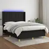 Image de vidaXL Sommier à lattes de lit matelas et LED Noir 140x190 cm Tissu