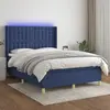 Image de vidaXL Sommier à lattes de lit matelas et LED Bleu 140x190 cm Tissu