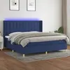 Image de vidaXL Sommier à lattes de lit matelas et LED Bleu 200x200 cm Tissu