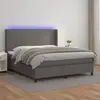 Image de vidaXL Sommier à lattes de lit matelas LED Gris 180x200 cm Similicuir