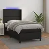 Image de vidaXL Sommier à lattes de lit matelas LED Noir 90x190 cm Similicuir