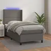 Image de vidaXL Sommier à lattes de lit matelas LED Gris 100x200 cm Similicuir