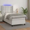 Image de vidaXL Sommier à lattes de lit matelas LED Blanc 100x200 cm Similicuir
