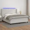 Image de vidaXL Sommier à lattes de lit matelas LED Blanc 160x200 cm Similicuir