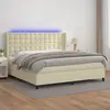 Image de vidaXL Sommier à lattes de lit matelas LED Crème 200x200 cm Similicuir