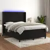 Image de vidaXL Sommier à lattes de lit matelas et LED Noir 140x200 cm Velours