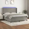 Image de vidaXL Sommier à lattes de lit matelas et LED Gris clair 160x200 cm