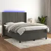 Image de vidaXL Sommier à lattes de lit matelas et LED Gris foncé 140x190 cm