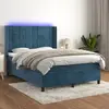 Image de vidaXL Sommier à lattes de lit matelas et LED Bleu foncé 140x200 cm