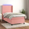 Image de vidaXL Sommier à lattes de lit matelas et LED Rose 90x190 cm Velours