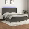 Image de vidaXL Sommier à lattes de lit matelas et LED Gris foncé 160x200 cm