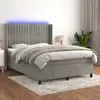 Image de vidaXL Sommier à lattes de lit matelas et LED Gris clair 140x200 cm