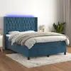 Image de vidaXL Sommier à lattes de lit matelas et LED Bleu foncé 140x190 cm