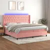 Image de vidaXL Sommier à lattes de lit matelas et LED Rose 200x200 cm Velours