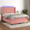Image de vidaXL Sommier à lattes de lit matelas et LED Rose 140x200 cm Velours