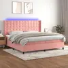 Image de vidaXL Sommier à lattes de lit matelas et LED Rose 200x200 cm Velours