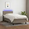 Image de vidaXL Sommier à lattes de lit avec matelas LED Taupe 90x200 cm Tissu