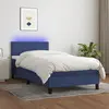 Image de vidaXL Sommier à lattes de lit avec matelas LED Bleu 100x200 cm Tissu