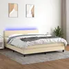 Image de vidaXL Sommier à lattes de lit avec matelas LED Crème 160x200 cm Tissu