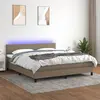 Image de vidaXL Sommier à lattes de lit avec matelas LED Taupe 180x200 cm Tissu