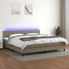 Image de vidaXL Sommier à lattes de lit et matelas et LED Taupe 200x200cm Tissu