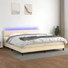 Image de vidaXL Sommier à lattes de lit et matelas et LED Crème 200x200cm Tissu