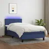 Image de vidaXL Sommier à lattes de lit avec matelas et LED Bleu 80x200cm Tissu