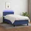 Image de vidaXL Sommier à lattes de lit avec matelas et LED Bleu 90x200cm Tissu