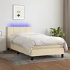 Image de vidaXL Sommier à lattes de lit avec matelas LED Crème 100x200 cm Tissu